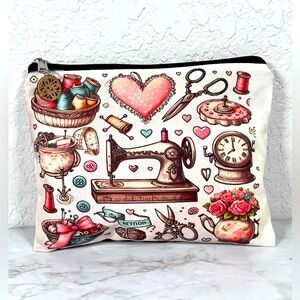 Sewing Pattern Pouch with Button Zipper Pull